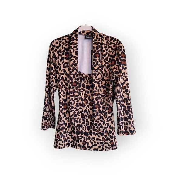 Voodoo Vixen Leopard Tie Neck Top NWT Medium - Picture 6 of 14